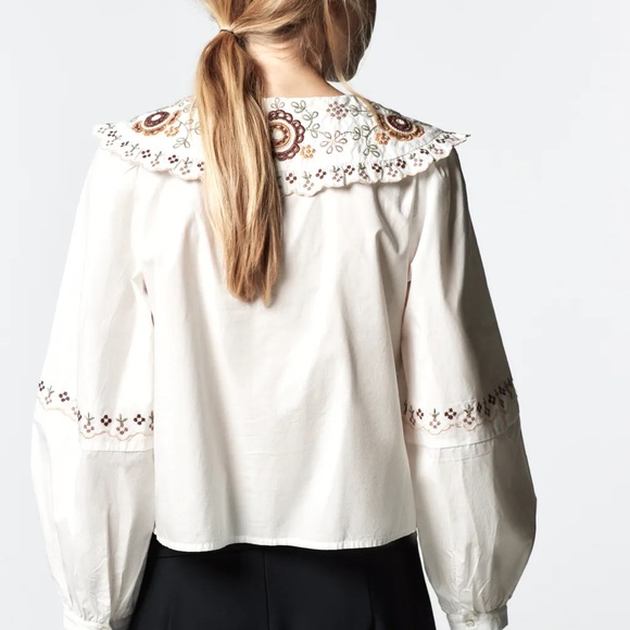 Zara embroidered poplin top - Picture 4 of 11